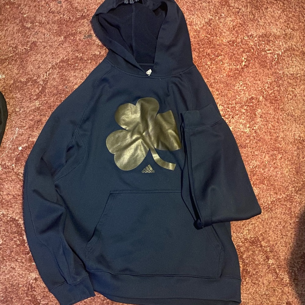 Adidas Blue and Gold Sweater with Clover Design